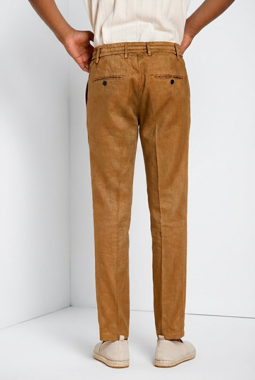 Milano Jogger men's chino pants in linen and cotton twill extra slim fit
