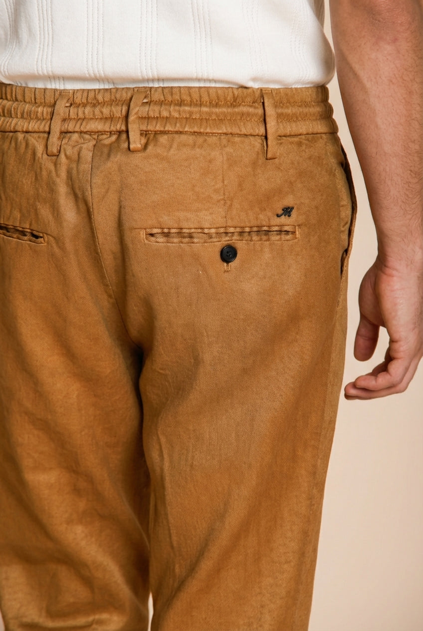 Milano Jogger men's chino pants in linen and cotton twill extra slim fit