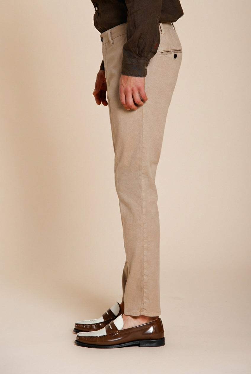 Milano Jogger men's chino pants in linen and cotton twill extra slim fit