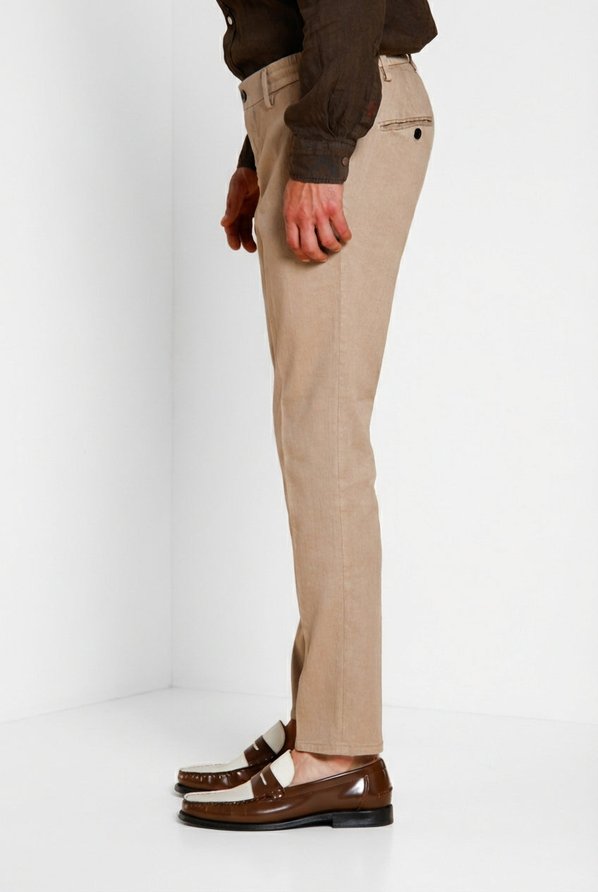 Milano Jogger pantalon chino homme en twill de lin et coton extra slim fit