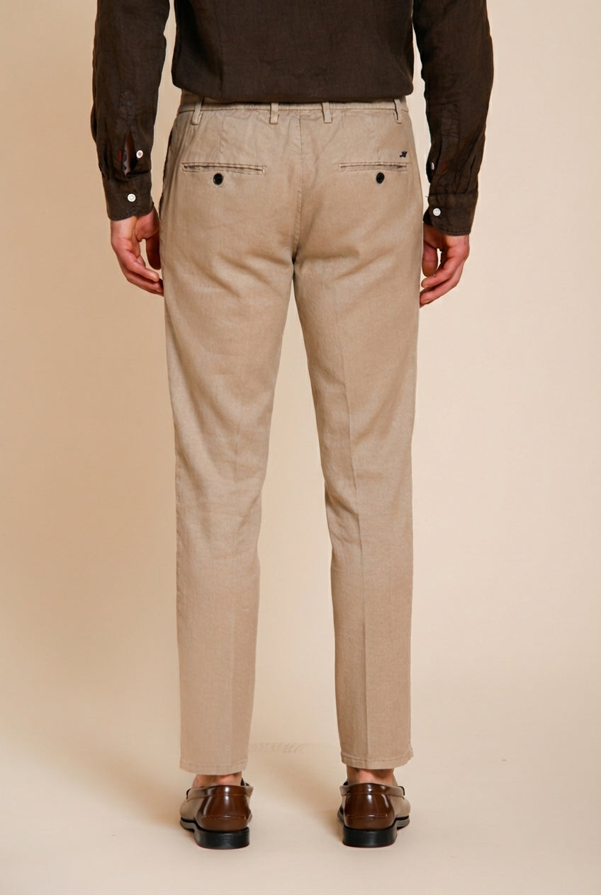 Milano Jogger men's chino pants in linen and cotton twill extra slim fit