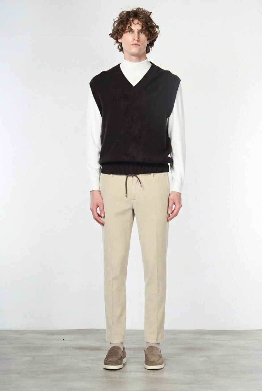 Milano Jogger pantalón chino de hombre en pana 500 rayas, extra slim fit