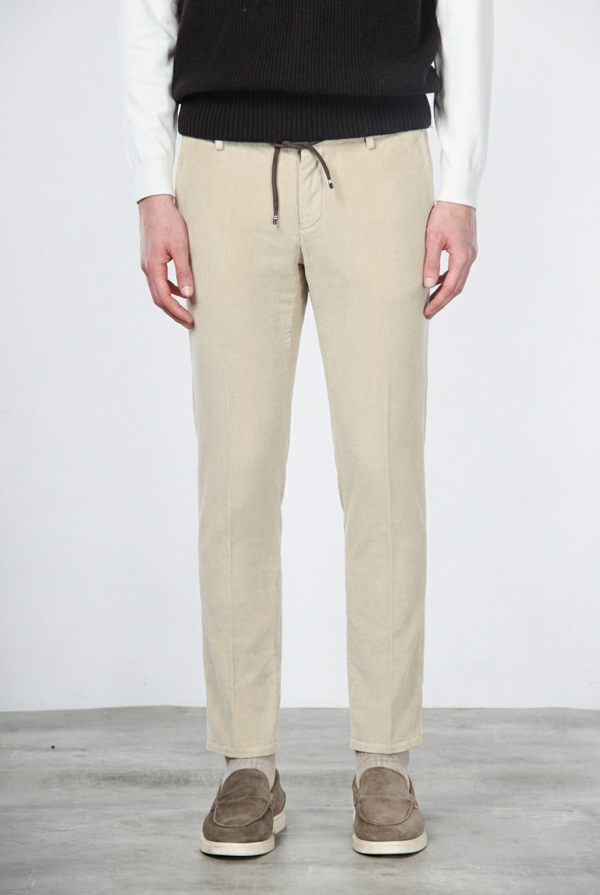 Milano Jogger pantalón chino de hombre en pana 500 rayas, extra slim fit
