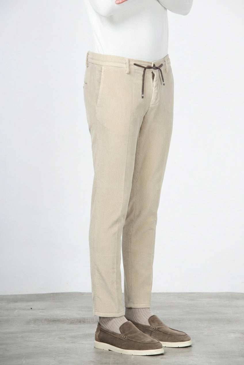 Milano Jogger pantalón chino de hombre en pana 500 rayas, extra slim fit