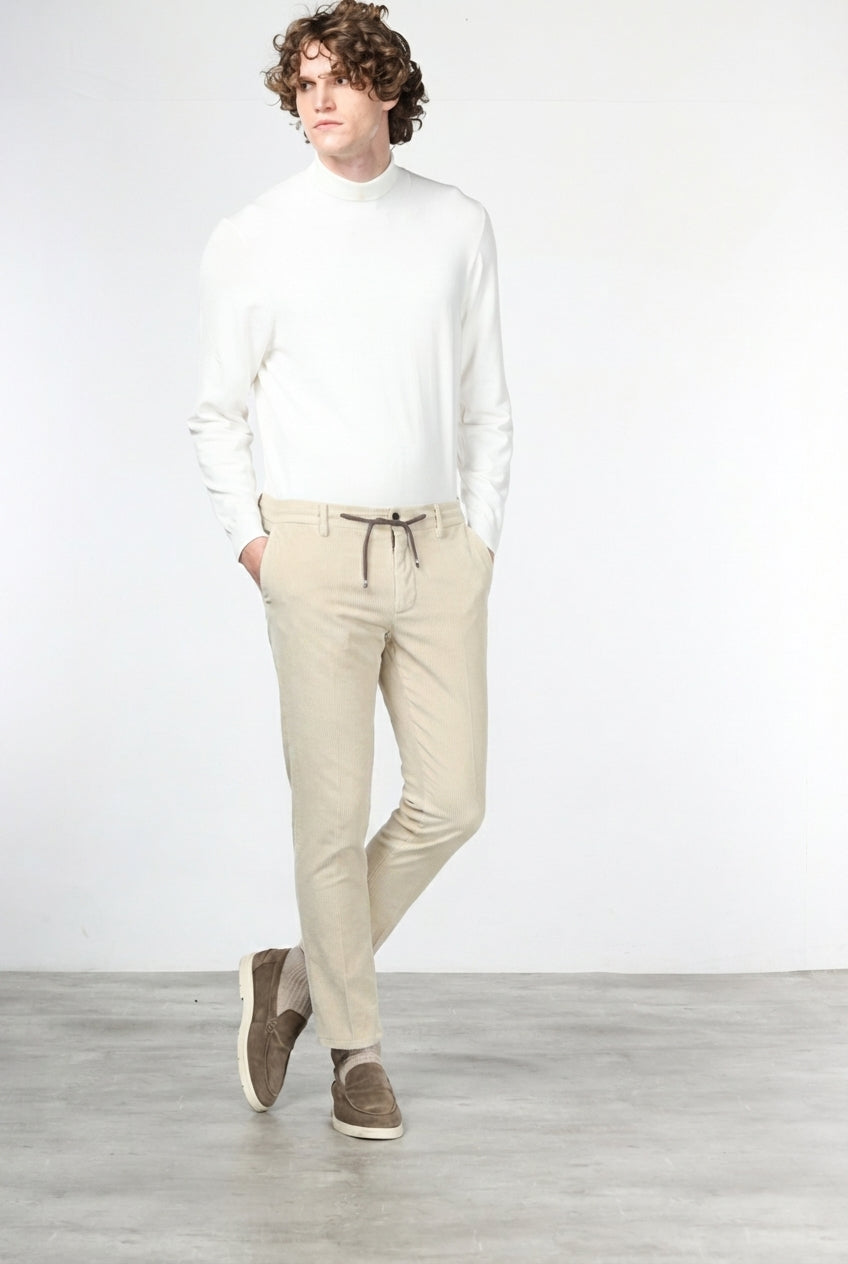 Milano Jogger pantalón chino de hombre en pana 500 rayas, extra slim fit