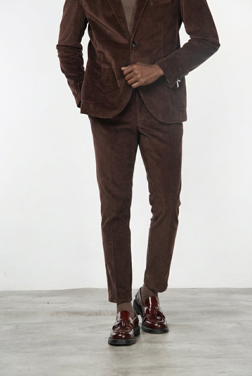 Milano Jogger pantalón chino de hombre en pana 500 rayas, extra slim fit