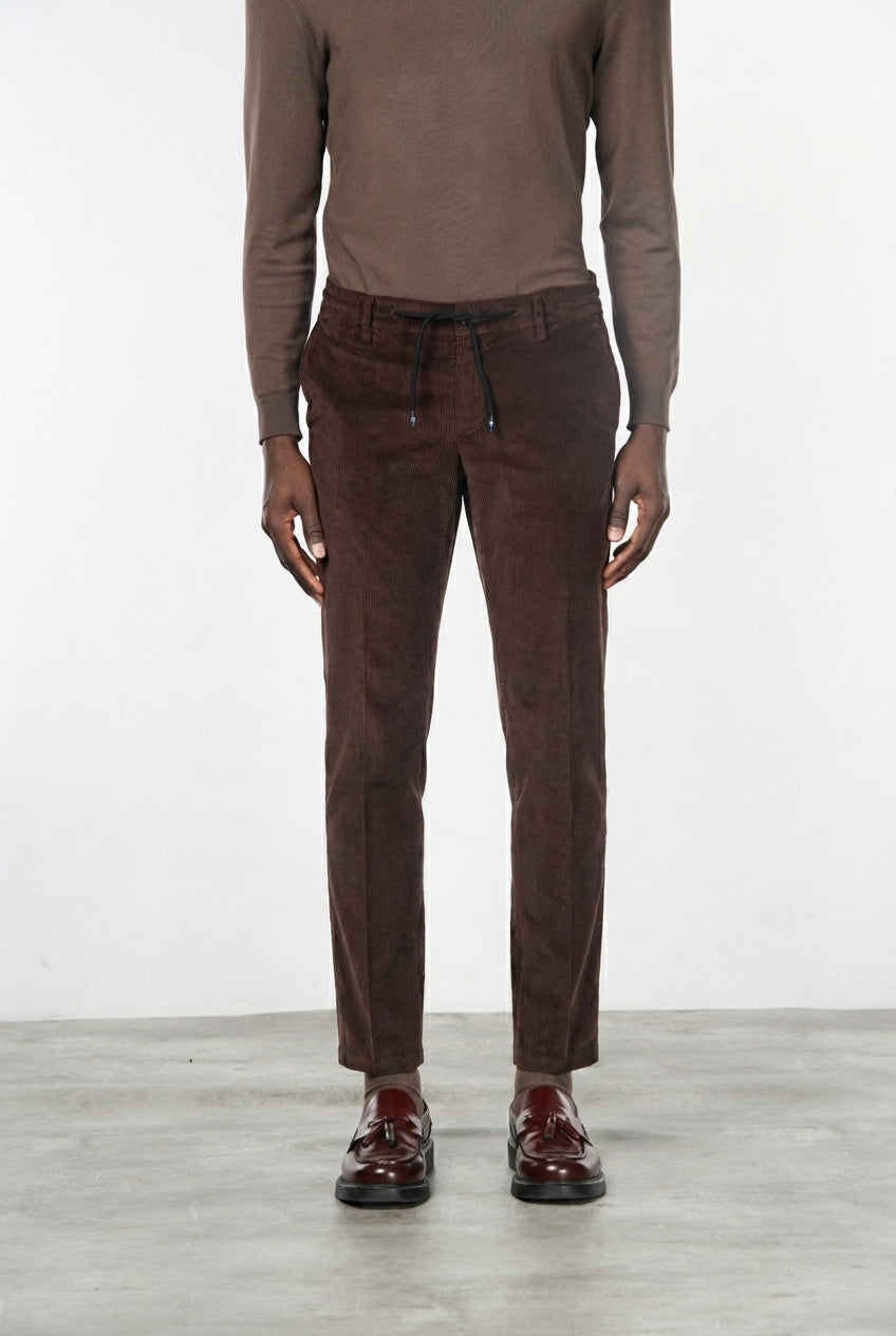 Milano Jogger pantalón chino de hombre en pana 500 rayas, extra slim fit