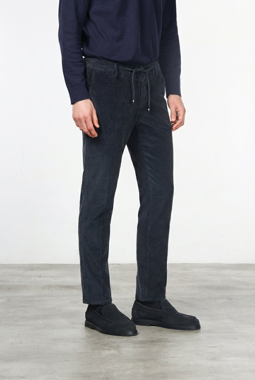 Milano Jogger pantalón chino de hombre en pana 500 rayas, extra slim fit