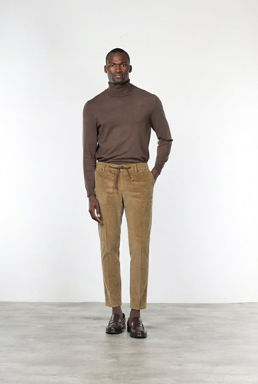 Milano Jogger men’s chino pants in 500-wale velvet with extra slim fit