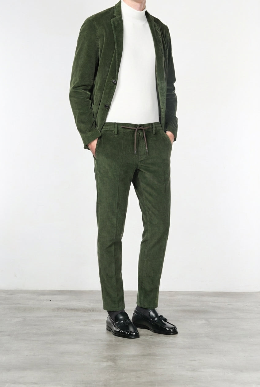 Milano Jogger pantalón chino de hombre en pana 500 rayas, extra slim fit