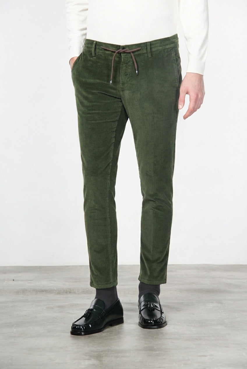 Milano Jogger pantalón chino de hombre en pana 500 rayas, extra slim fit