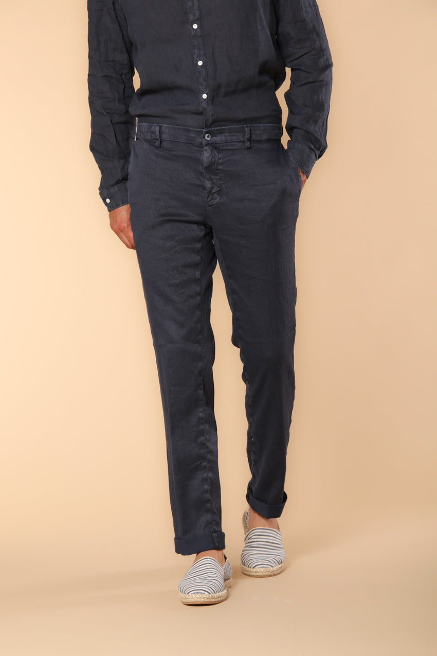 New York pantalón chino de hombre en twill de lino y algodón regular fit