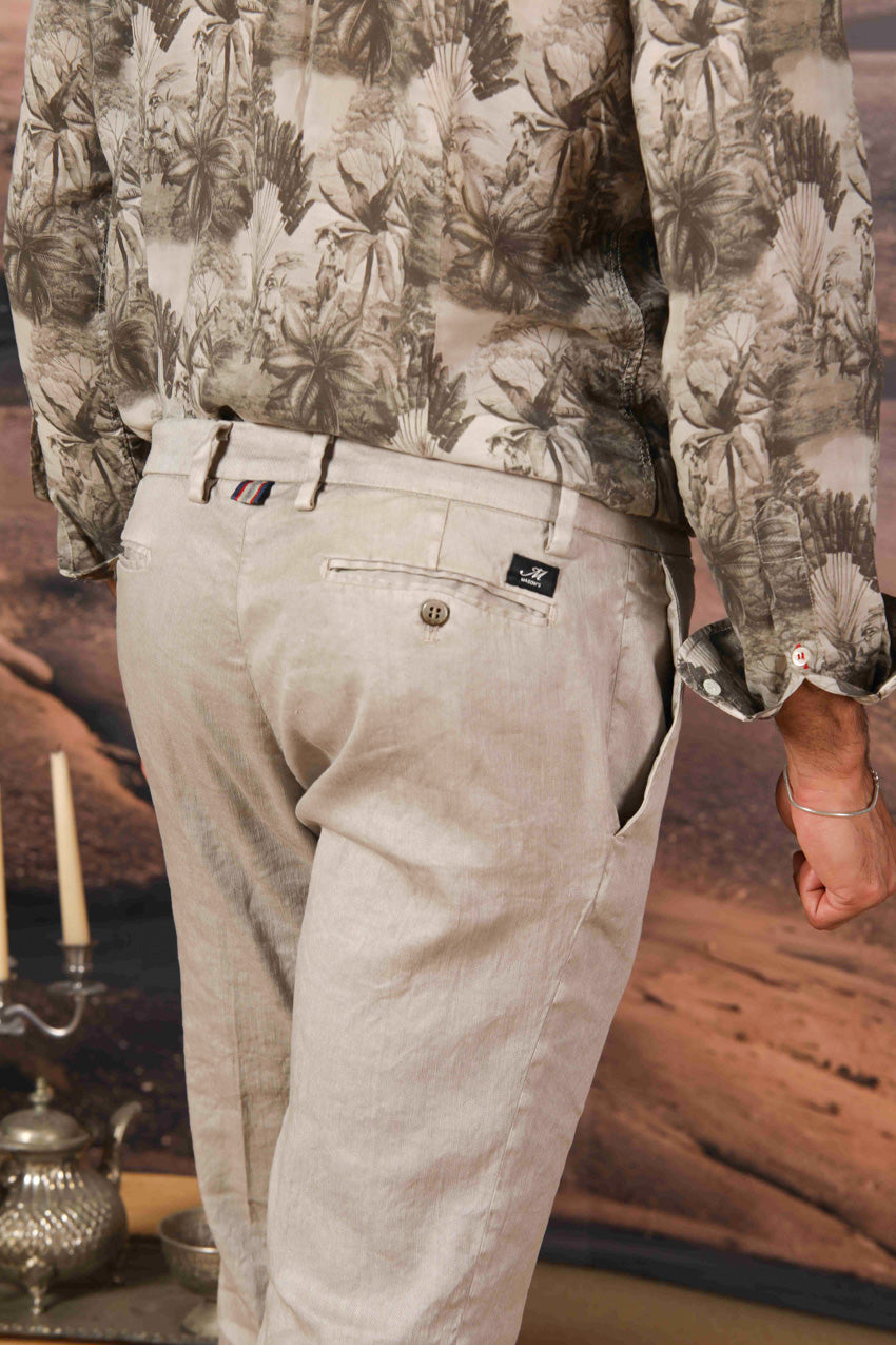 New York pantalón chino de hombre en twill de lino y algodón regular fit