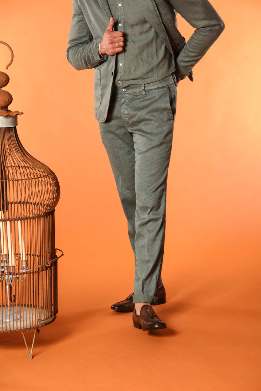 New York Herren Chino Hose aus Leinen und Baumwoll-Twill Regular Fit