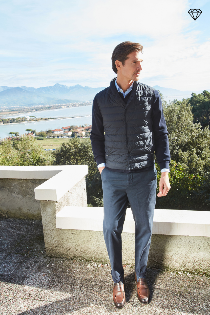 New York pantalone chino uomo in gabardina stretch regular fit ①