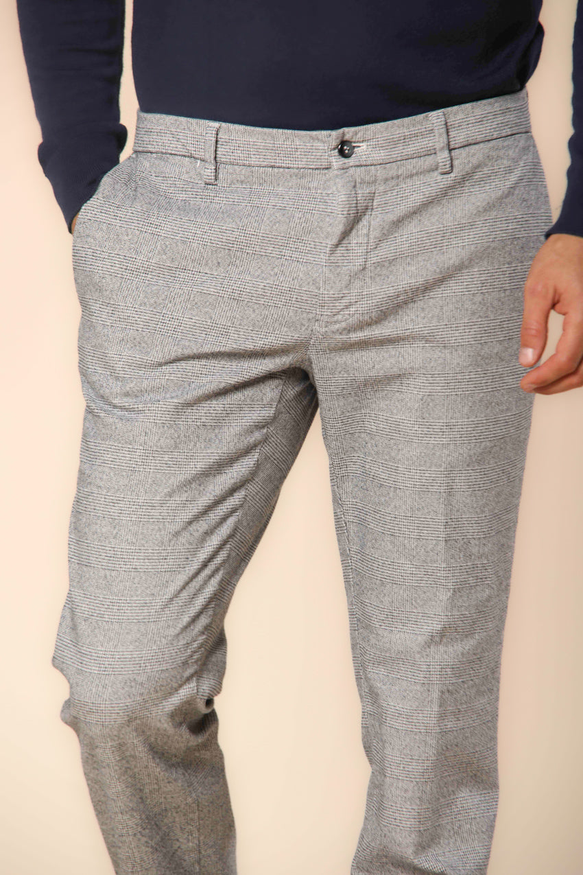 New York pantalone chino uomo in cotone modal stretch con fantasia galles sfumato regular fit