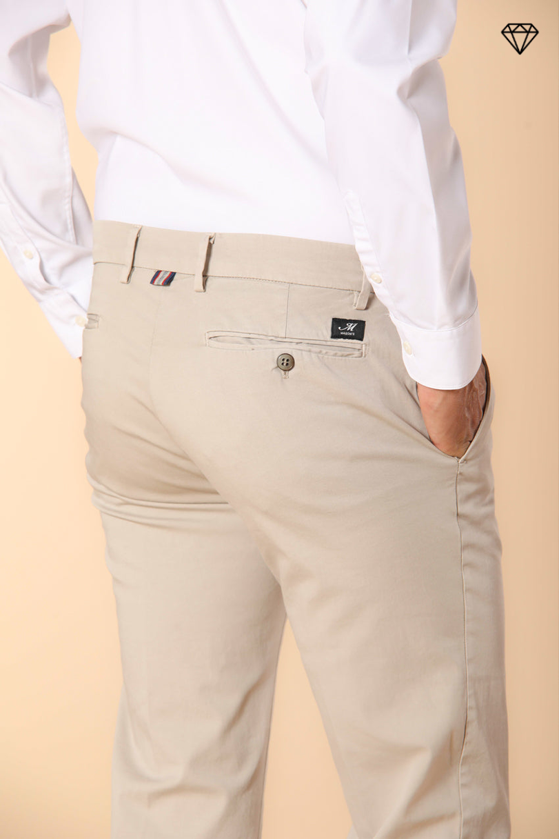New York pantalón chino hombre en satén elástico regular fit ①