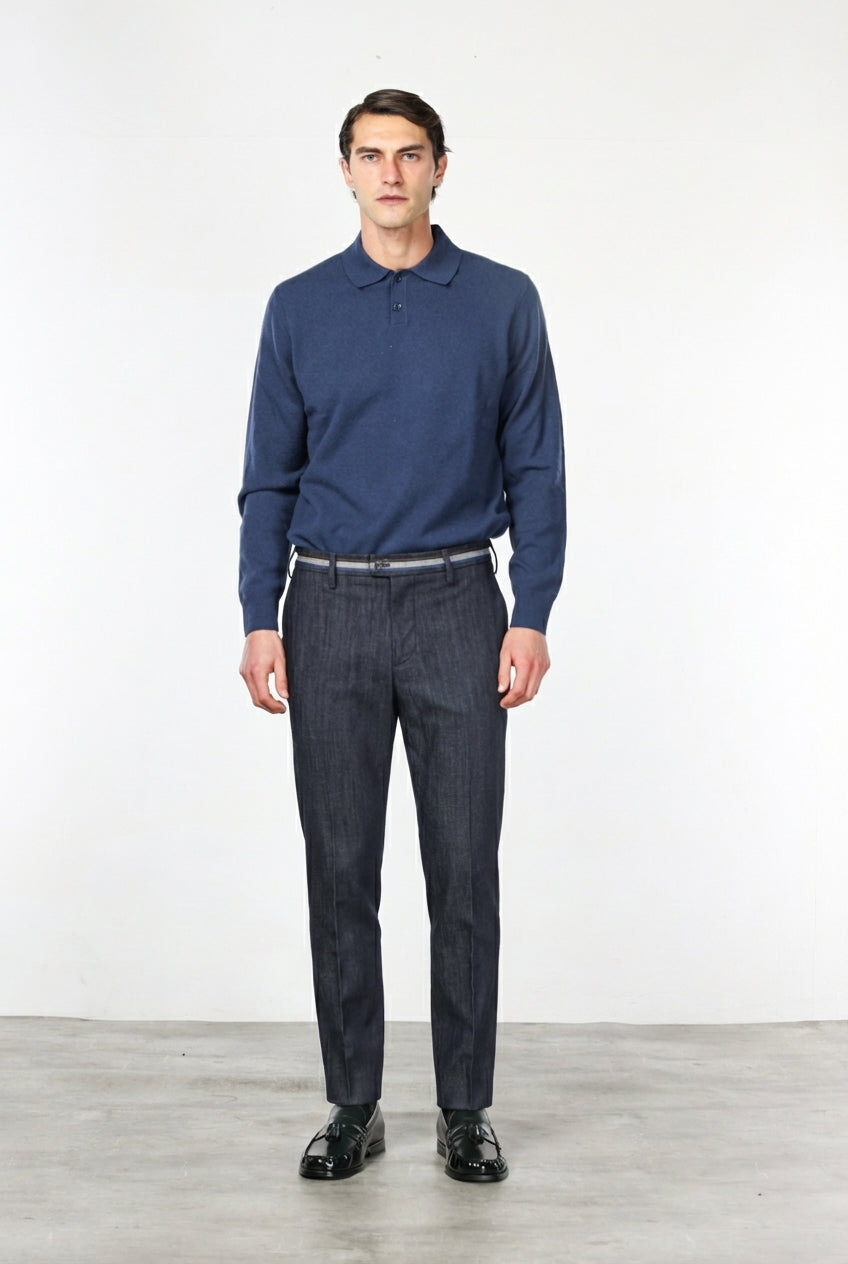 New York Winter pantalón chino de hombre en denim stretch, regular fit