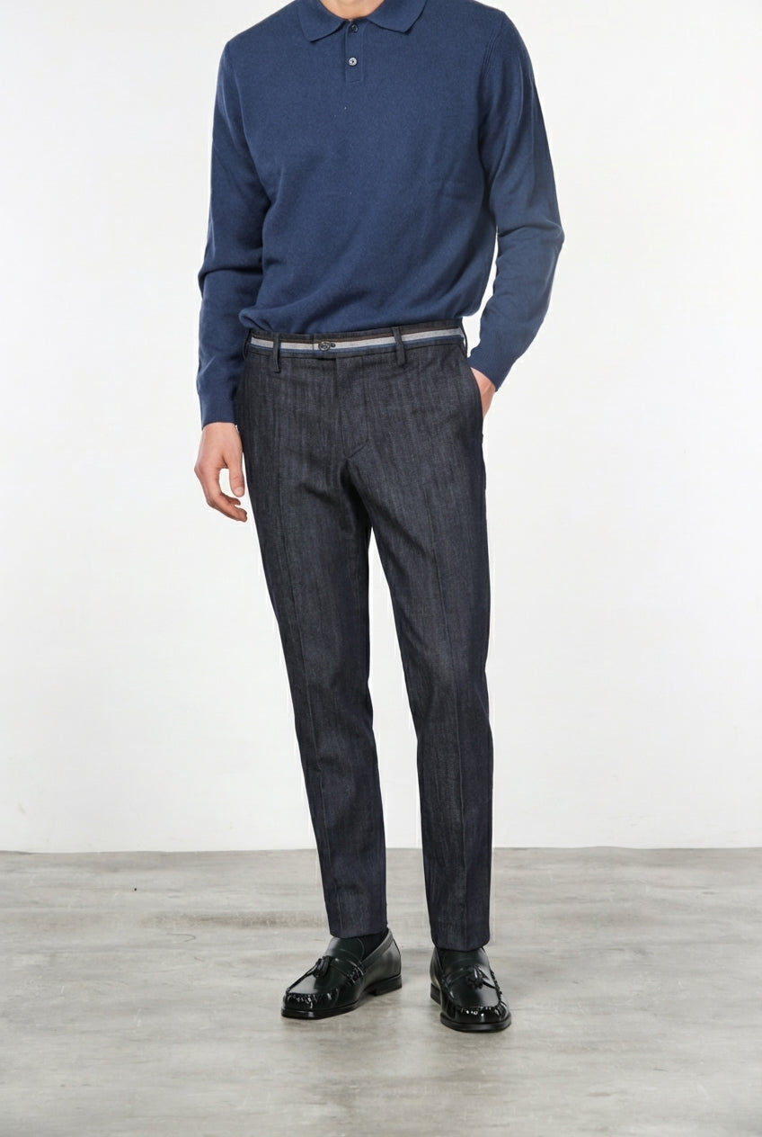 New York Winter pantalón chino de hombre en denim stretch, regular fit