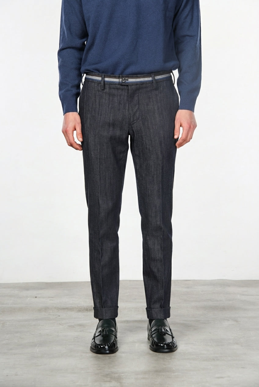 New York Winter pantalón chino de hombre en denim stretch, regular fit