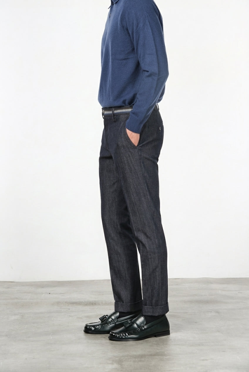 New York Winter pantalón chino de hombre en denim stretch, regular fit