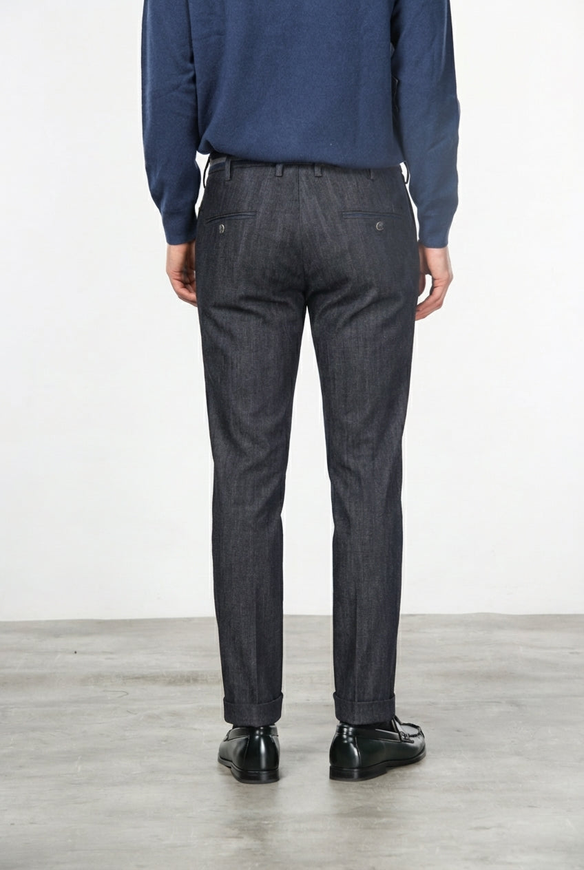 New York Winter pantalón chino de hombre en denim stretch, regular fit