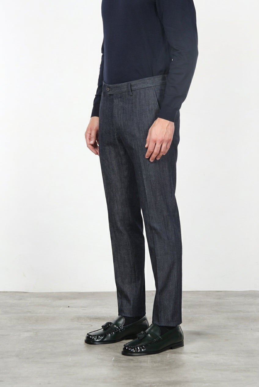 New York Elegance pantalón chino de hombre en denim stretch, regular fit