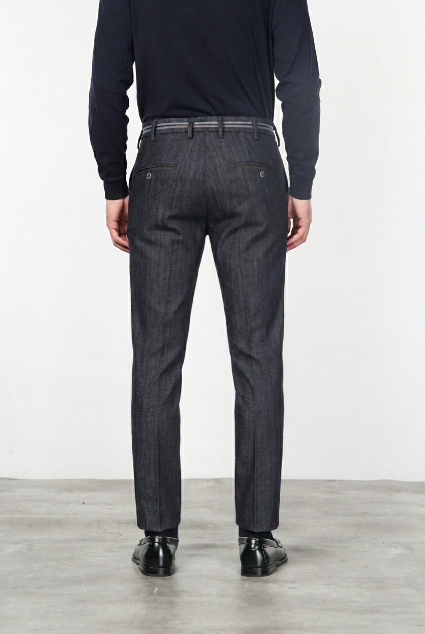New York Elegance pantalón chino de hombre en denim stretch, regular fit