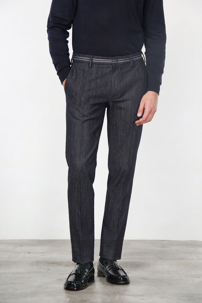 New York Elegance pantalón chino de hombre en denim stretch, regular fit