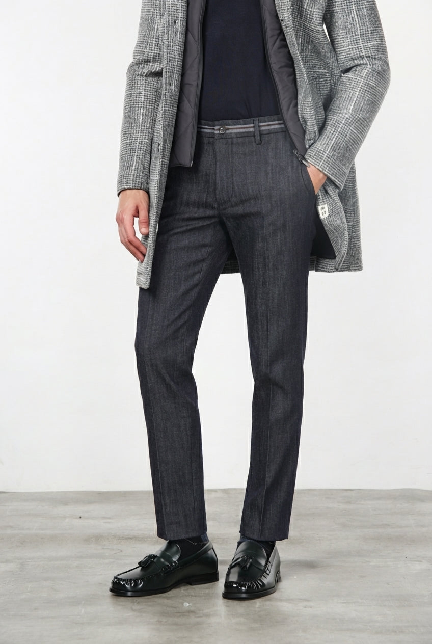 New York Elegance pantalón chino de hombre en denim stretch, regular fit