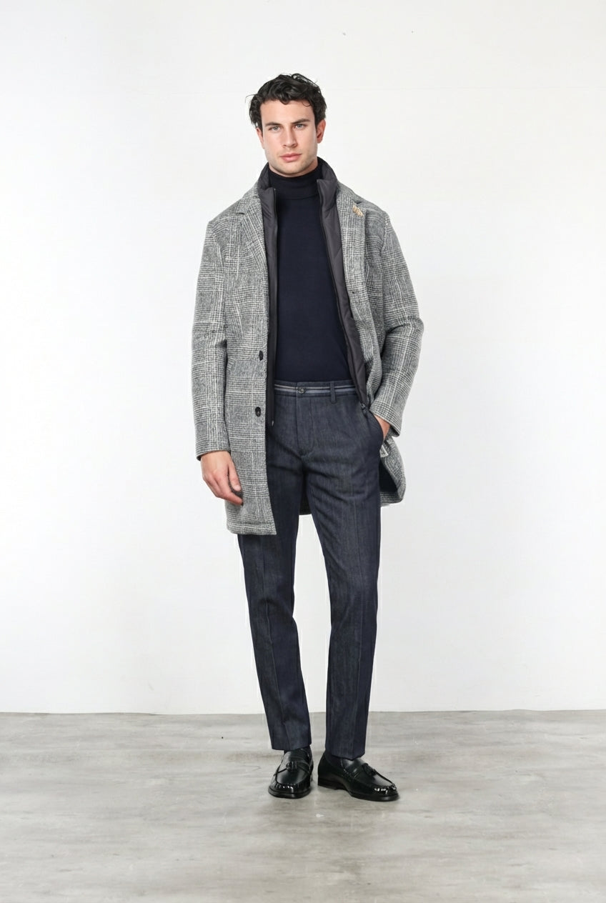 New York Elegance pantalón chino de hombre en denim stretch, regular fit