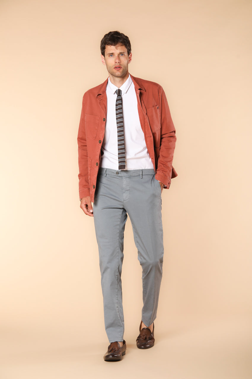 New York Times Elax pantalón chino para hombre en algodón chevron regular fit