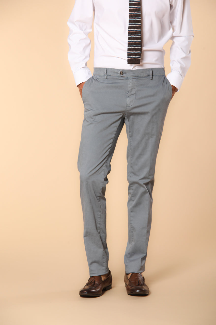 New York Times Elax pantalón chino para hombre en algodón chevron regular fit