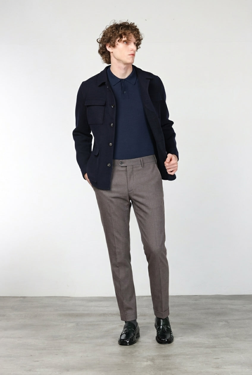 New York pantalone chino uomo fantasia occhio di pernice tinto filo regular fit
