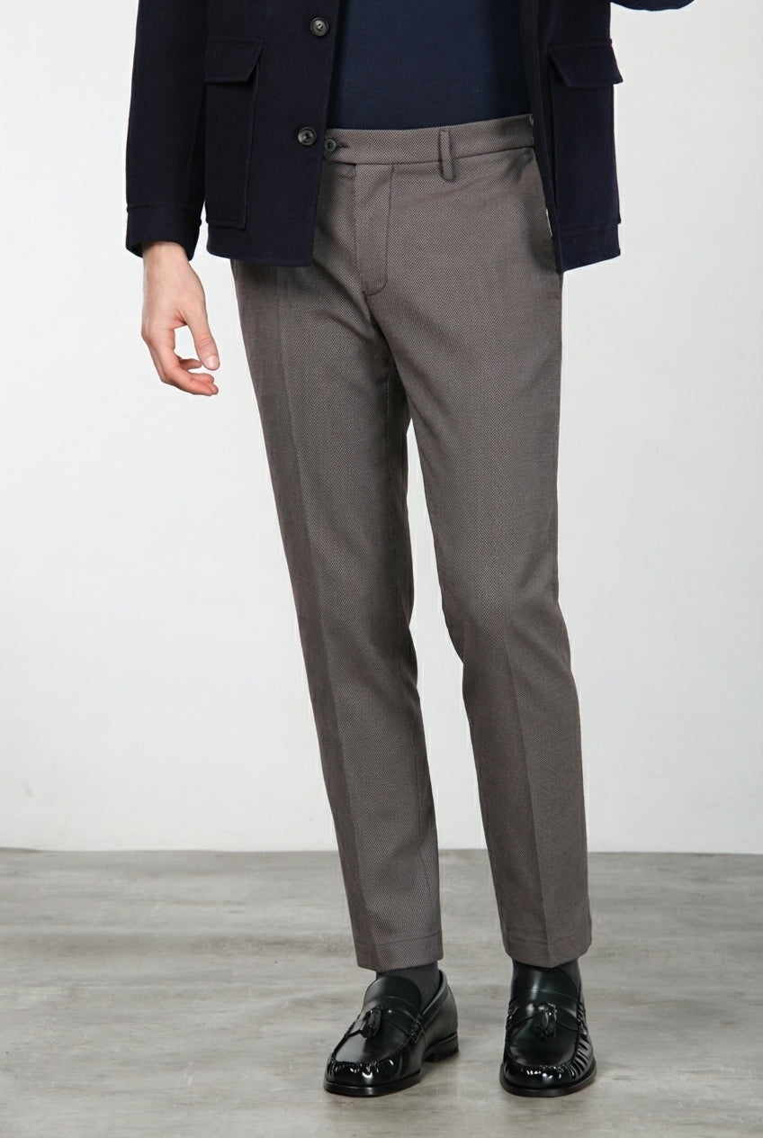 New York pantalone chino uomo fantasia occhio di pernice tinto filo regular fit