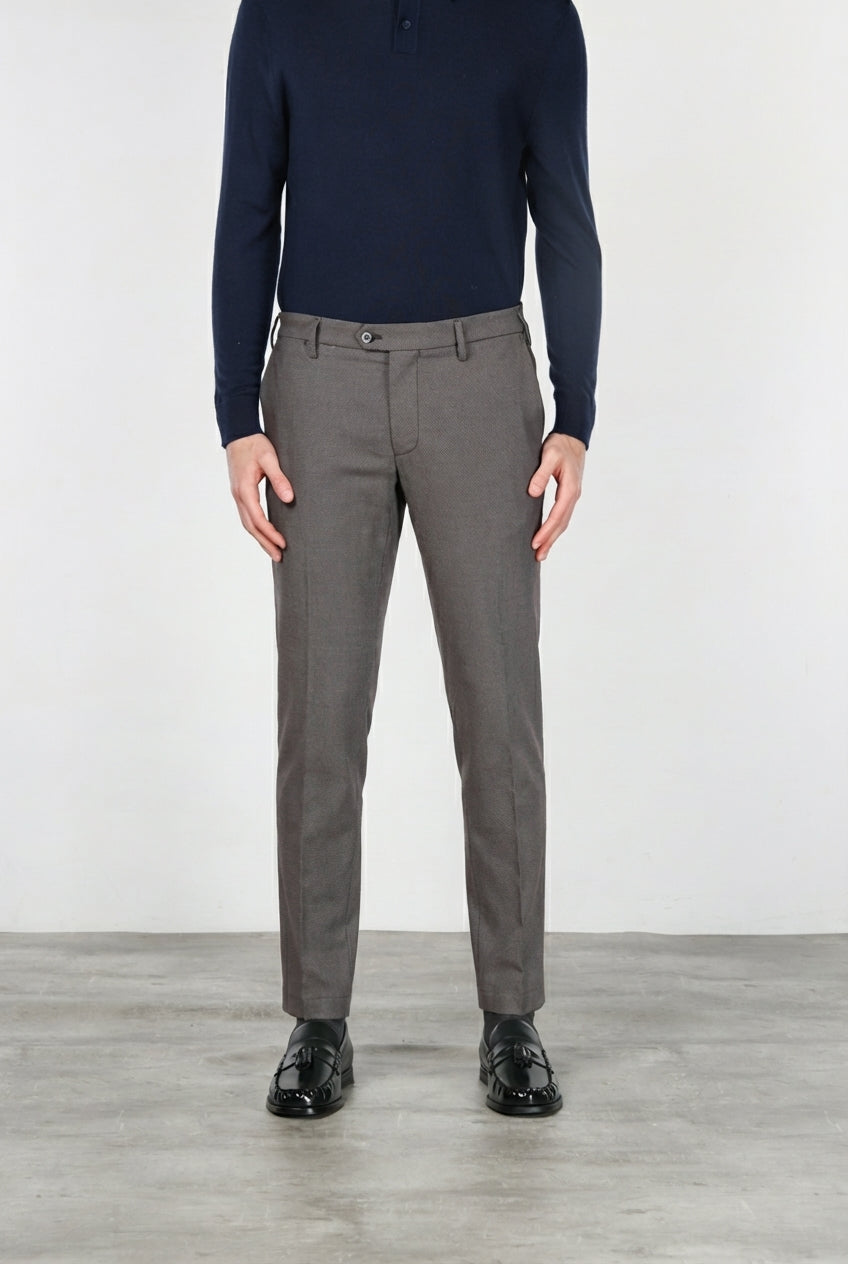 New York pantalone chino uomo fantasia occhio di pernice tinto filo regular fit