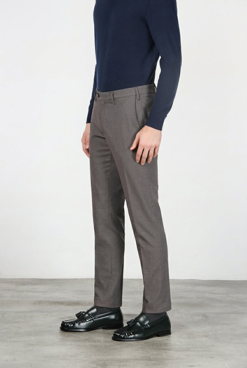 New York pantalone chino uomo fantasia occhio di pernice tinto filo regular fit