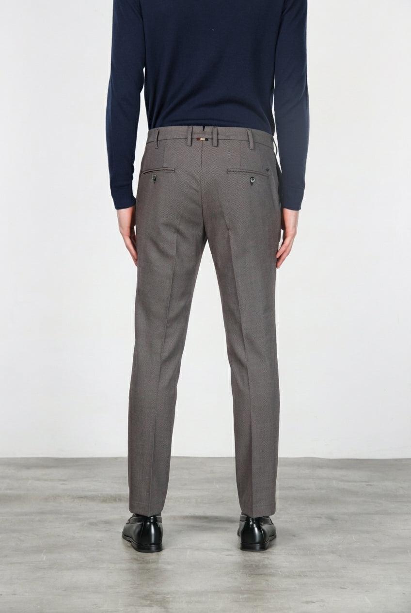 New York pantalone chino uomo fantasia occhio di pernice tinto filo regular fit