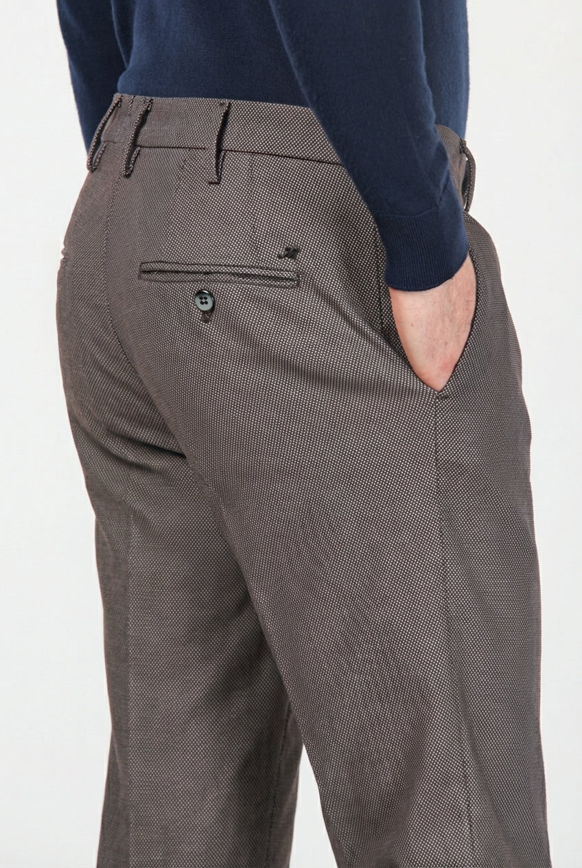 New York pantalone chino uomo fantasia occhio di pernice tinto filo regular fit