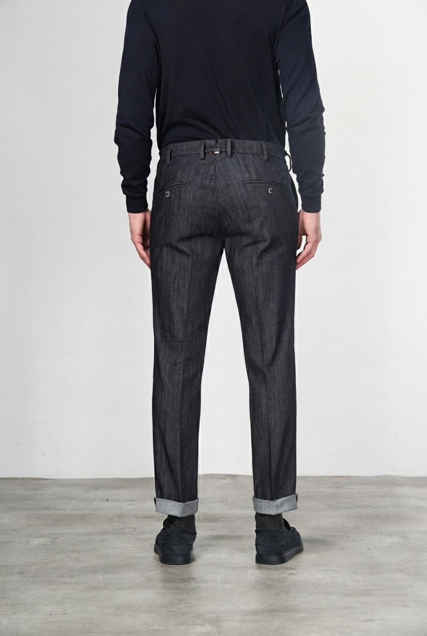 New York pantalón chino de hombre en denim stretch, regular fit