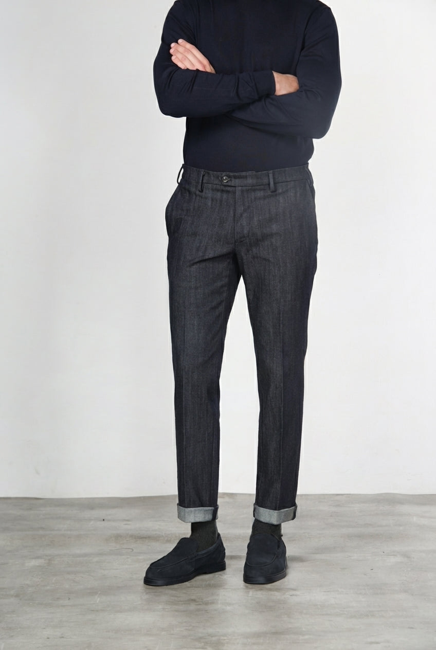 New York pantalón chino de hombre en denim stretch, regular fit