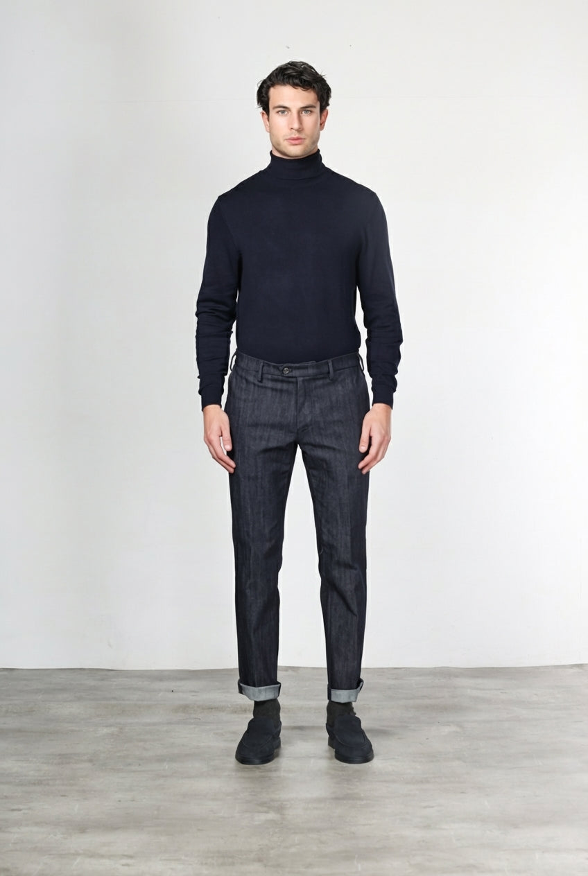New York pantalón chino de hombre en denim stretch, regular fit