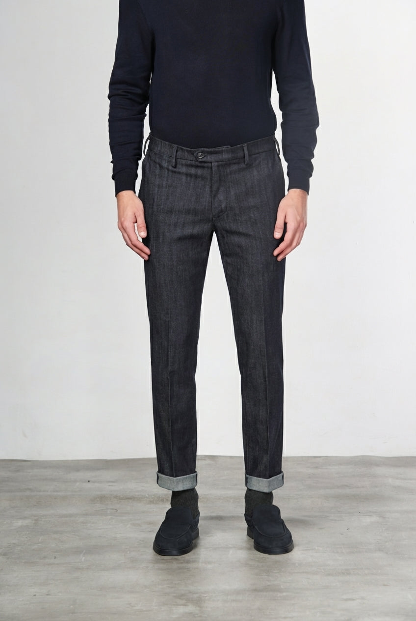 New York pantalón chino de hombre en denim stretch, regular fit
