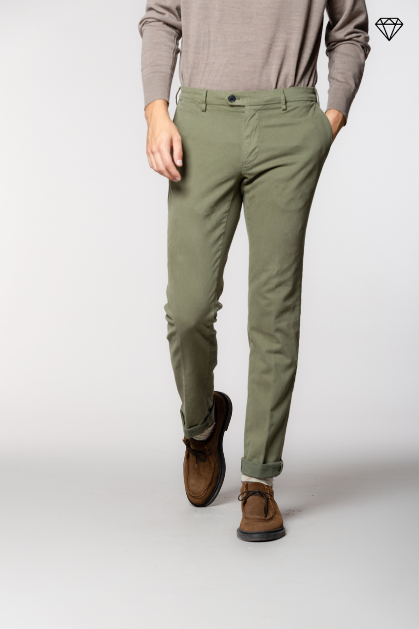 New York Sartoriale pantalón chino hombre sartorial en algodón lana regular fit ①