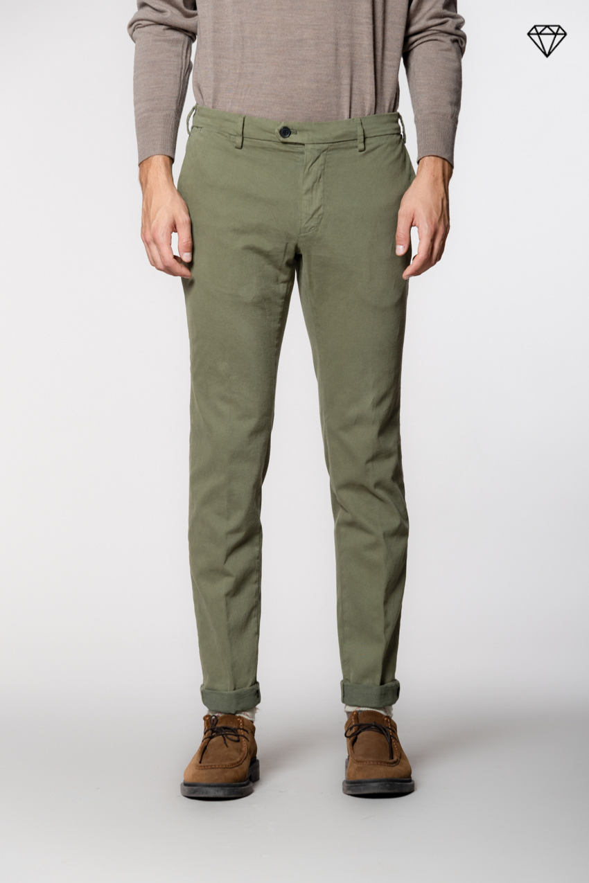 New York Sartoriale pantalón chino hombre sartorial en algodón lana regular fit ①