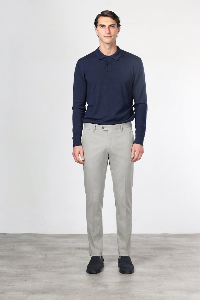 New York pantalone chino uomo in twill di cotone e cashmere regular fit
