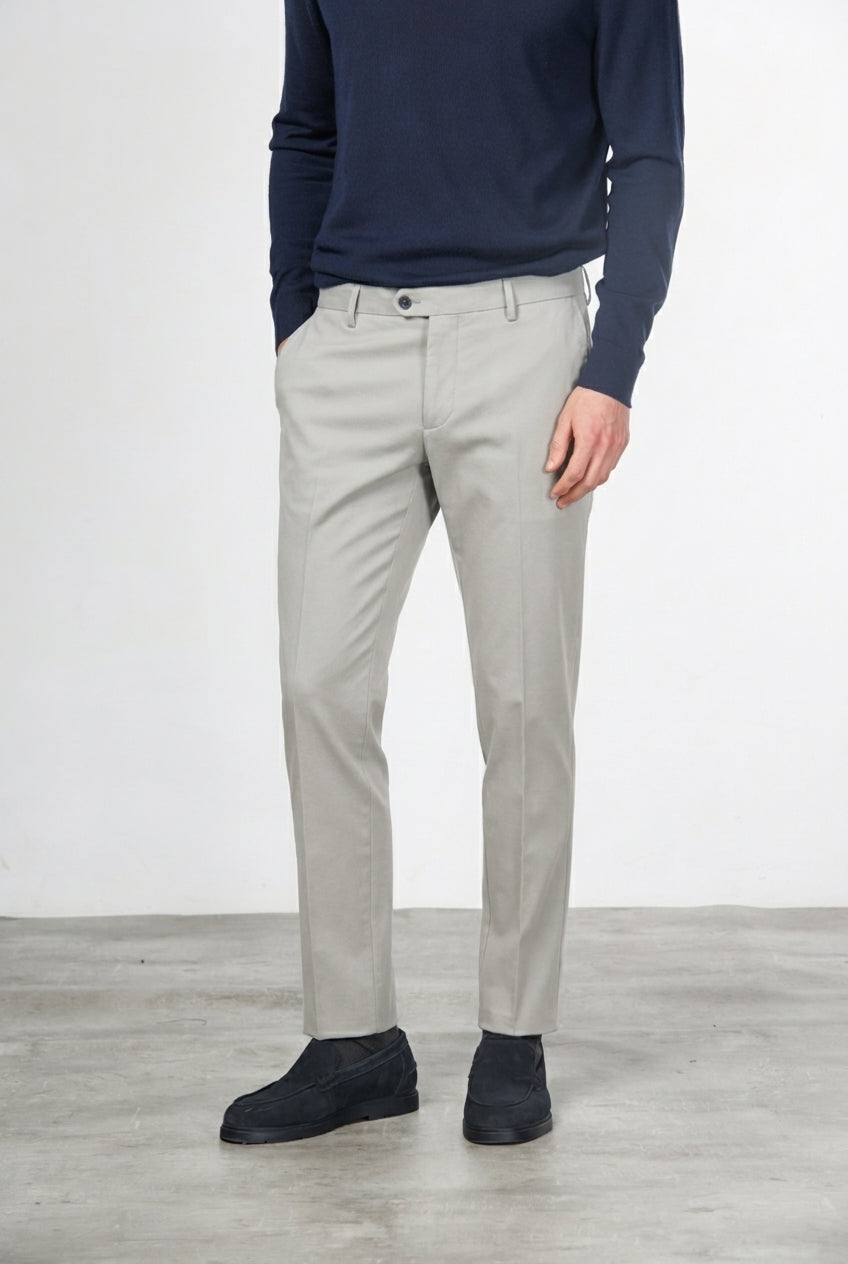New York pantalone chino uomo in twill di cotone e cashmere regular fit