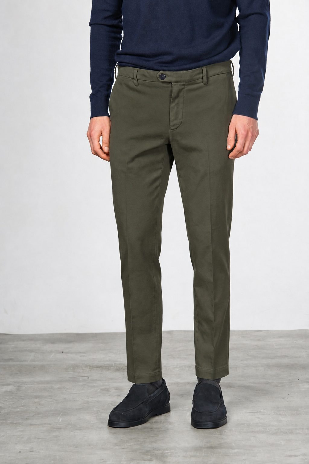 New York pantalon chino homme en twill de coton et cachemire regular fit