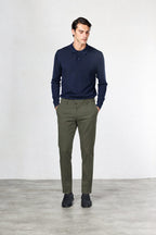 New York pantalon chino homme en twill de coton et cachemire regular fit