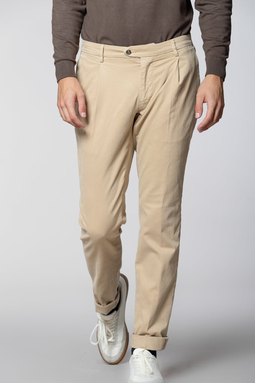 New York Time 1 Pinces pantalone chino uomo in gabardina regular fit